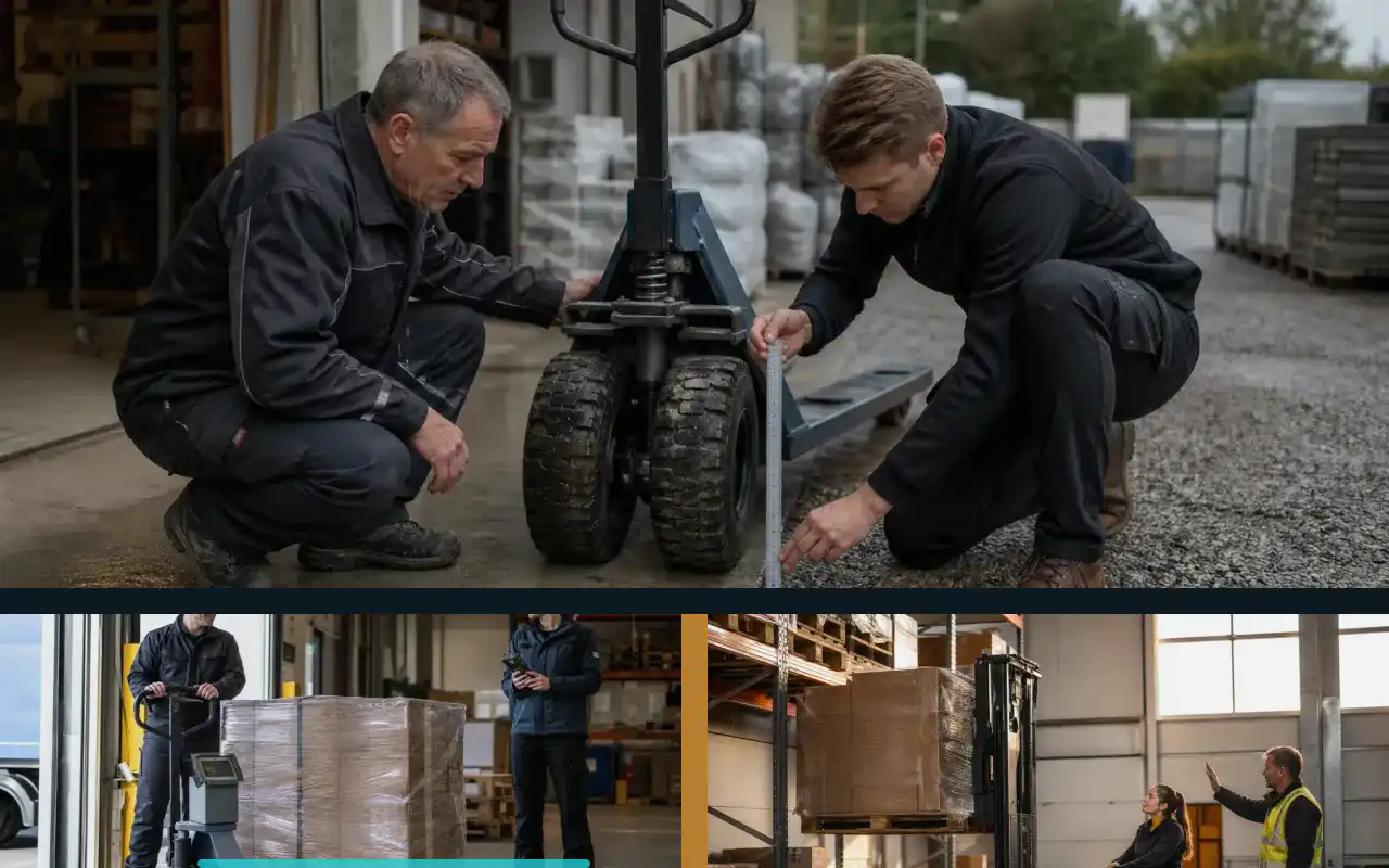 Edelstahlhubwagen mit 1.000 kg: Traglast passend auslegen: redaktionelle Bildkomposition zur Arbeitssituation