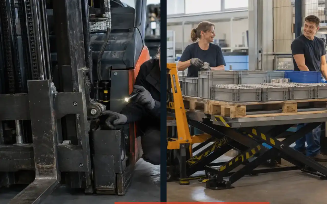 Edelstahlhubwagen mit 2.000 kg: Traglast passend auslegen: redaktionelle Bildkomposition zur Arbeitssituation