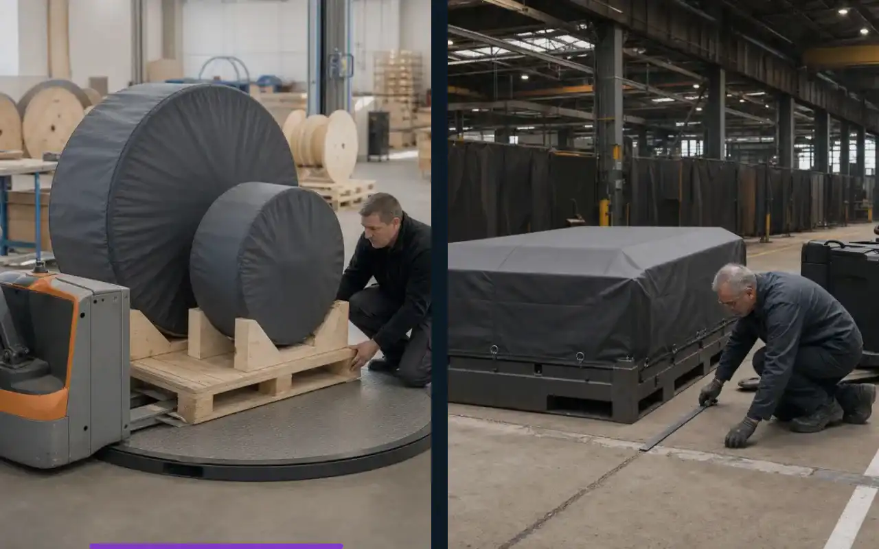 Elektrohubwagen mit 1.600 kg für die Produktion: redaktionelle Bildkomposition zur Arbeitssituation