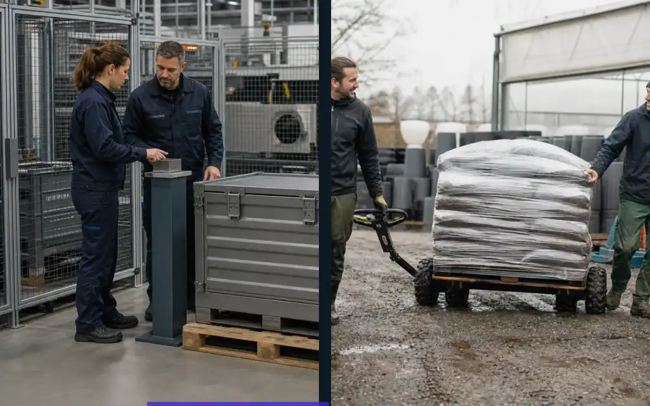 Niederhubwagen mit 2.500 kg für die Produktion: redaktionelle Bildkomposition zur Arbeitssituation